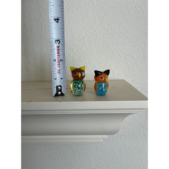 Lot 2 Miniature Fitz and Floyd Menagerie Blown Glass Owls Birds Handmade - Picture 9 of 9